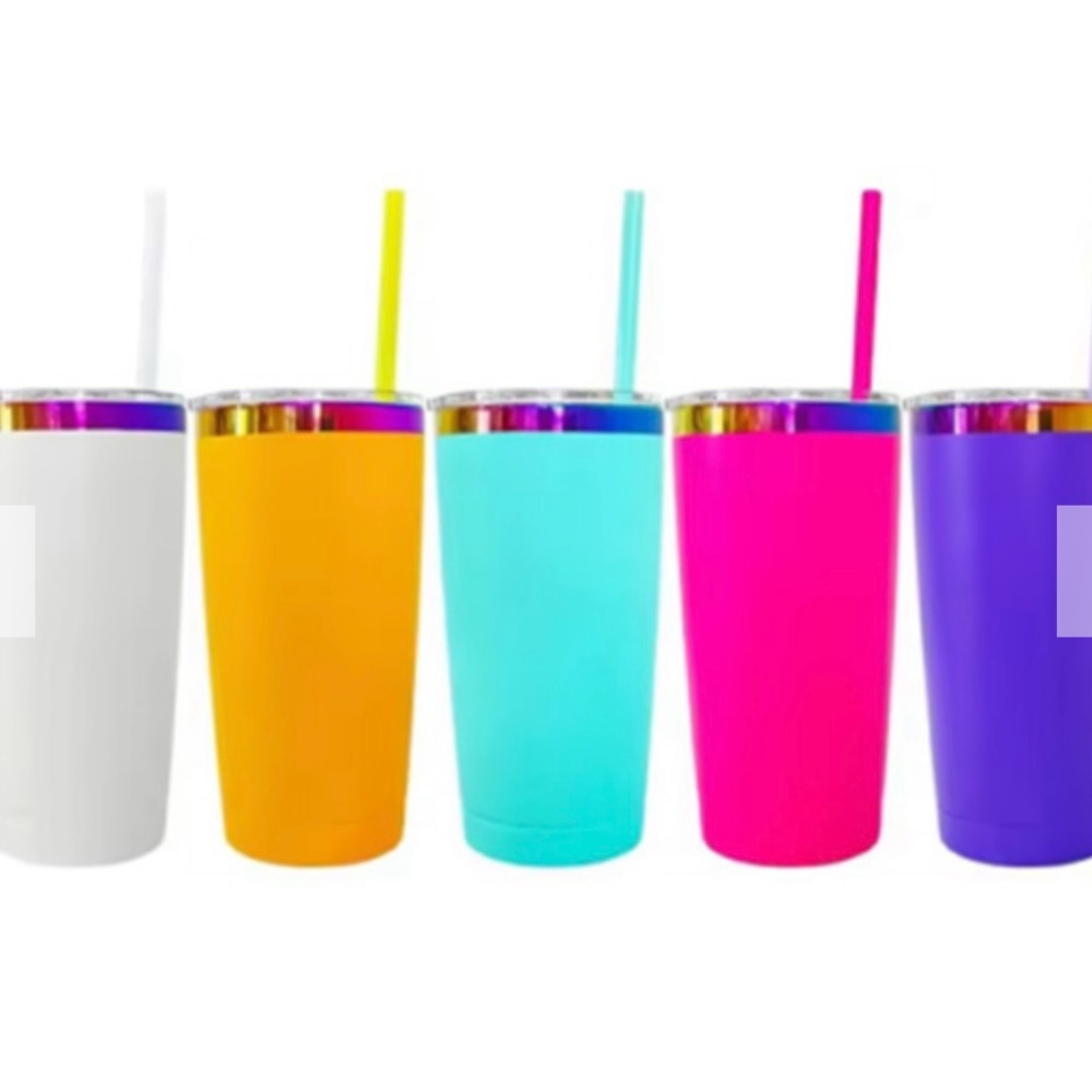 20 oz Yellow Stainless Steel Insulated Tumbler with Holographic Underlay